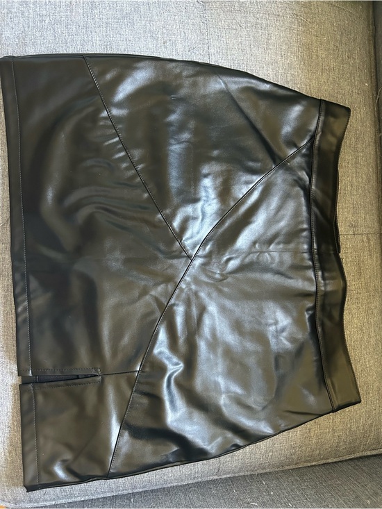 Pants - Black Faux Leather Mini Skort